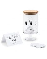 Personalized Glass Wedding Wishes Guest Book Jar - Geo Monogram