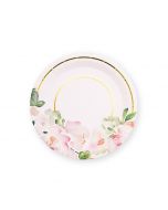 Small Round Disposable Paper Party Plates - Floral Garden Party - Set Of 8