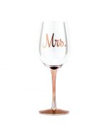 Rose Gold Stemmed 18 Oz. Wine Glass - Mrs.