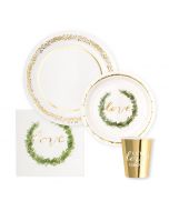 Disposable Paper Tableware Party Sets - Love Wreath - Serves 24