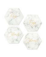 Hexagonal Paper Drink Coasters - Geo Marble Collection - Set Of 12