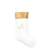 Custom Embroidered Plush Christmas Stockings - Gold And White