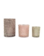 Sugar Frosted Tealight Candle Holders - Pastel Blush - Set Of 3