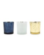 Mercury Glass Tealight Candle Holders - Blue Luster - Set Of 6