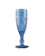 Vintage Style Pressed Glass Champagne Flute - Blue