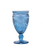 Vintage Style Pressed Glass Wine Goblet - Blue 