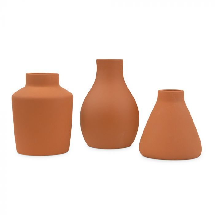 ★OSTKAKA★ Numer Bonnie Clay Brown 3-Piece Clay Table Vase Set - Brown Terra Cotta
